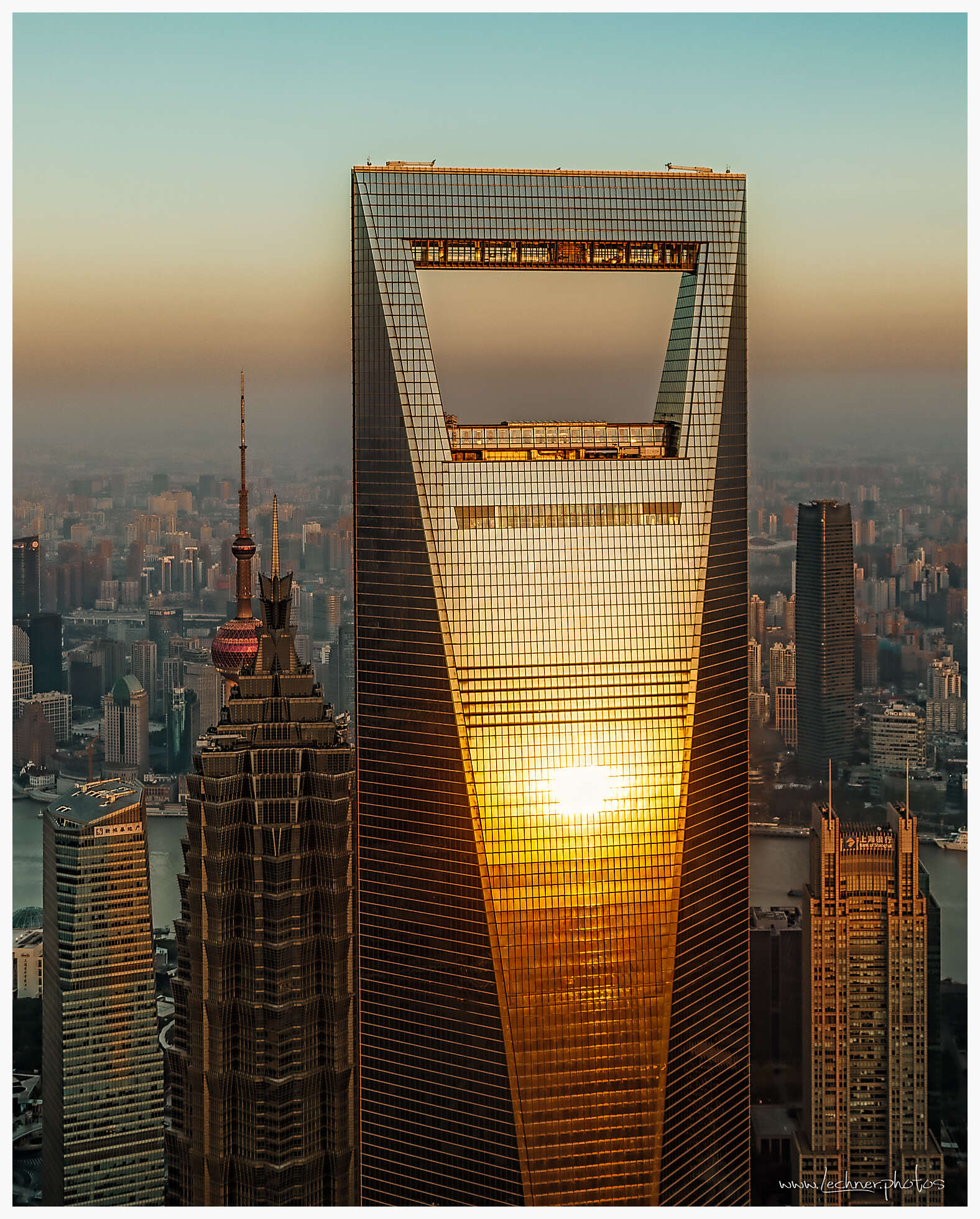 Shanghai Financial Tower Morning Glow