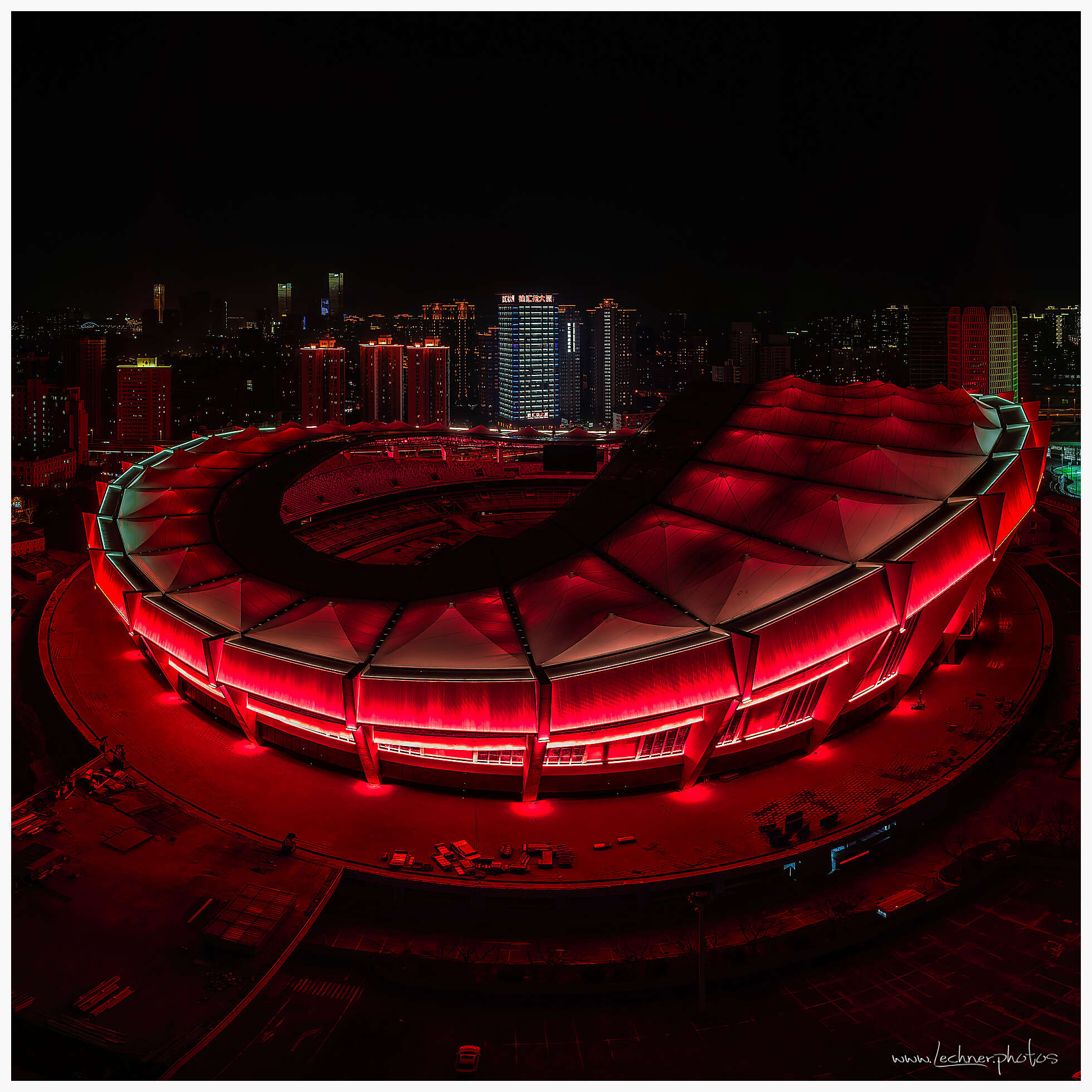 Shanghai Soccer Stadium at night