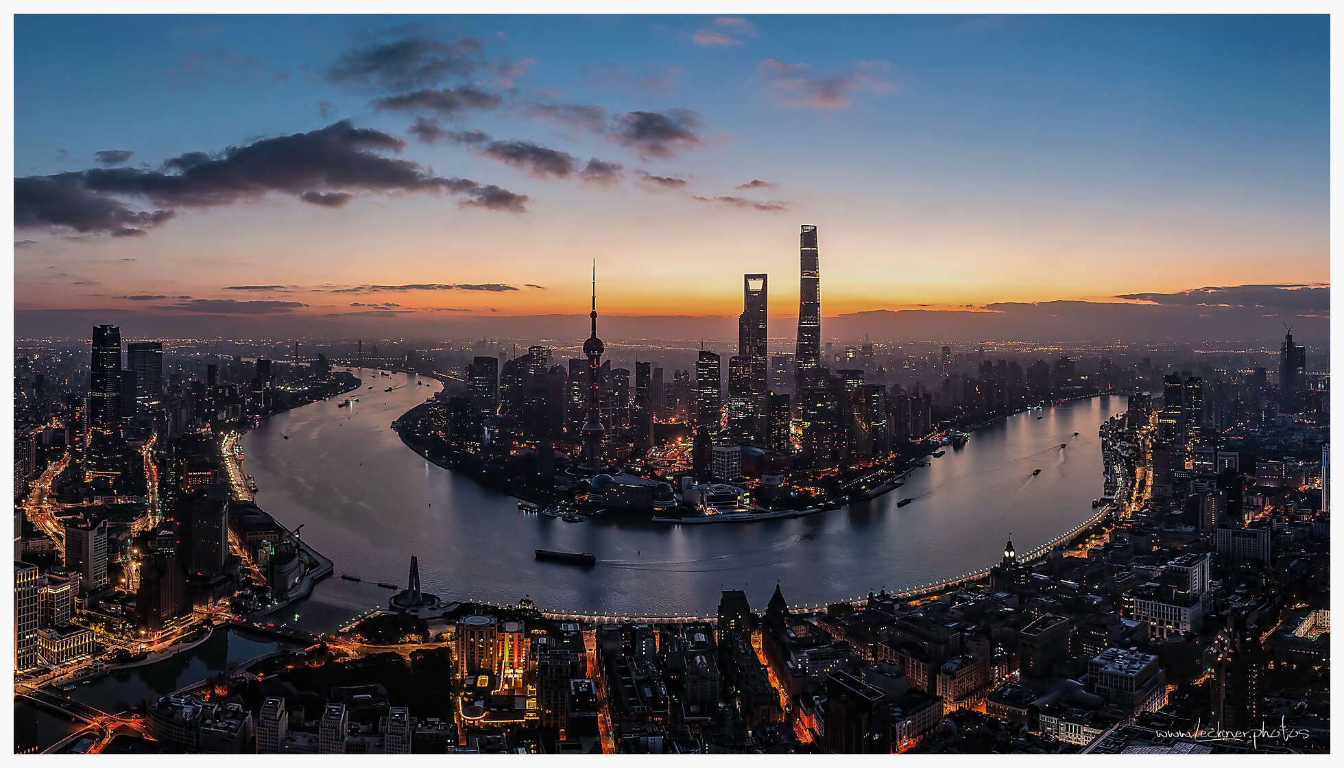 20211127 full pano high sunrise - Shanghai Skyline