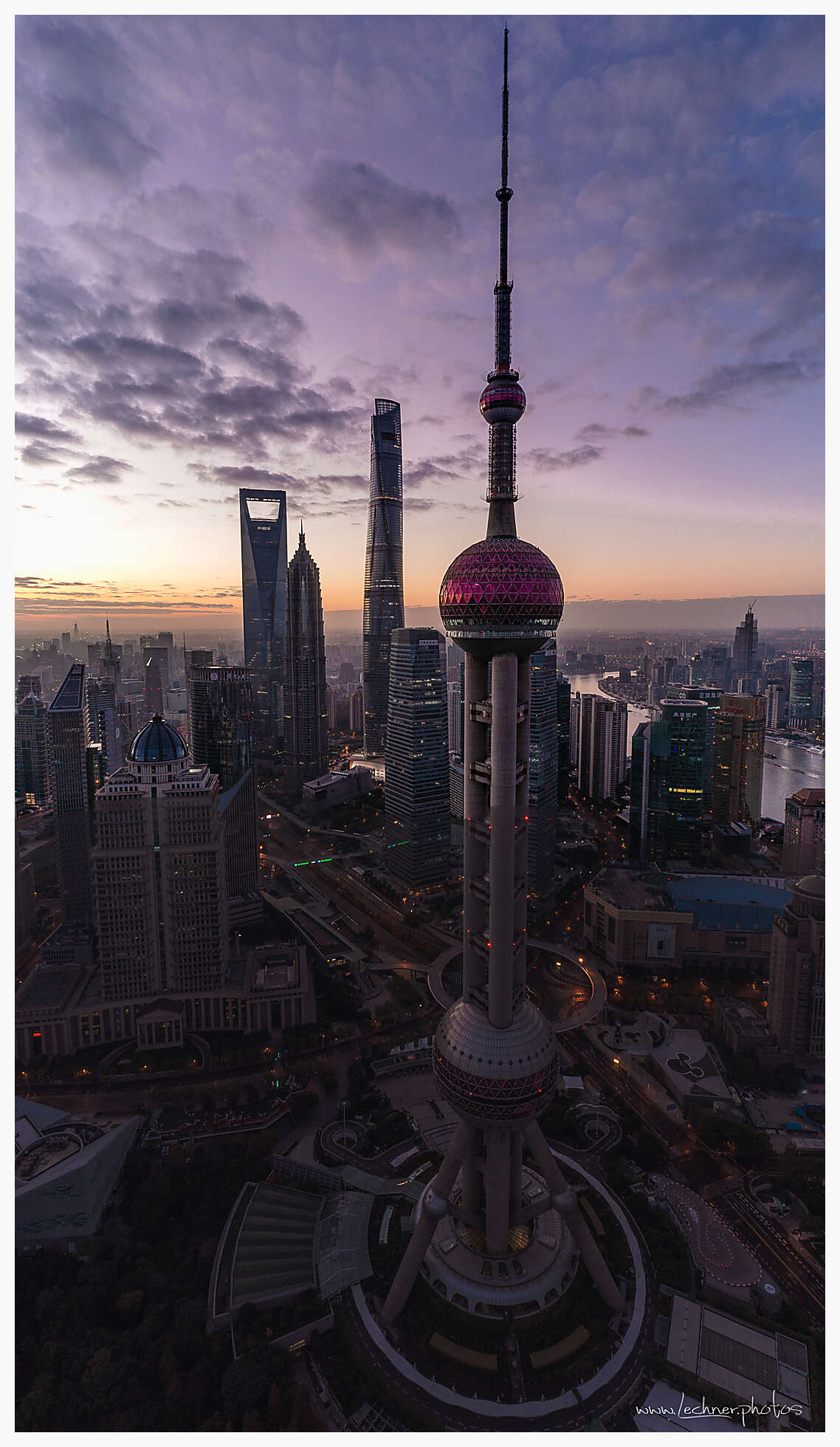 20211128 full vertical pano all towers - Shanghai Skyline