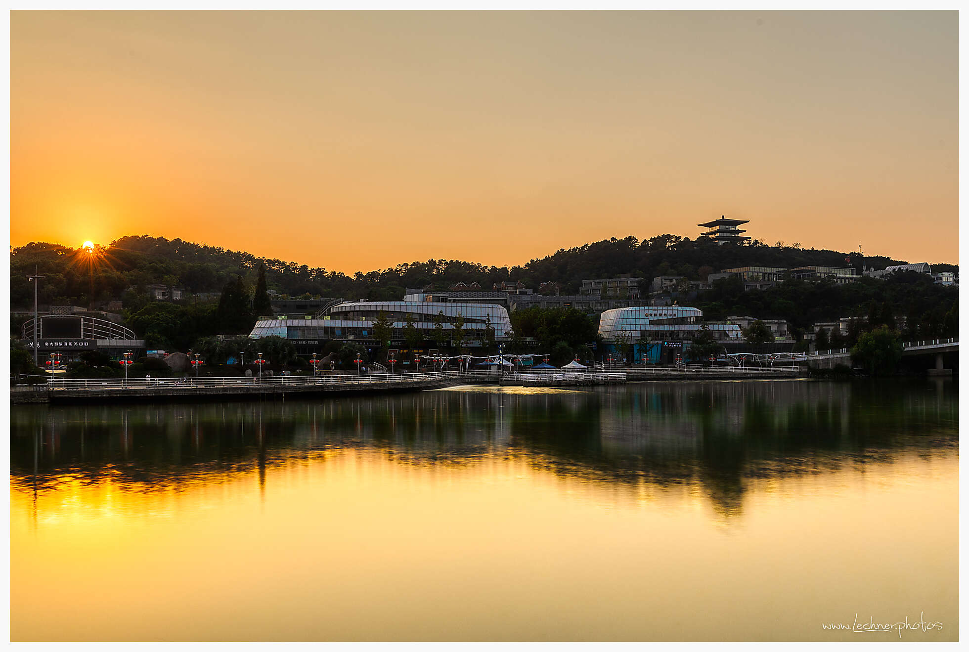 sunset over Taihu lake in Huzhou